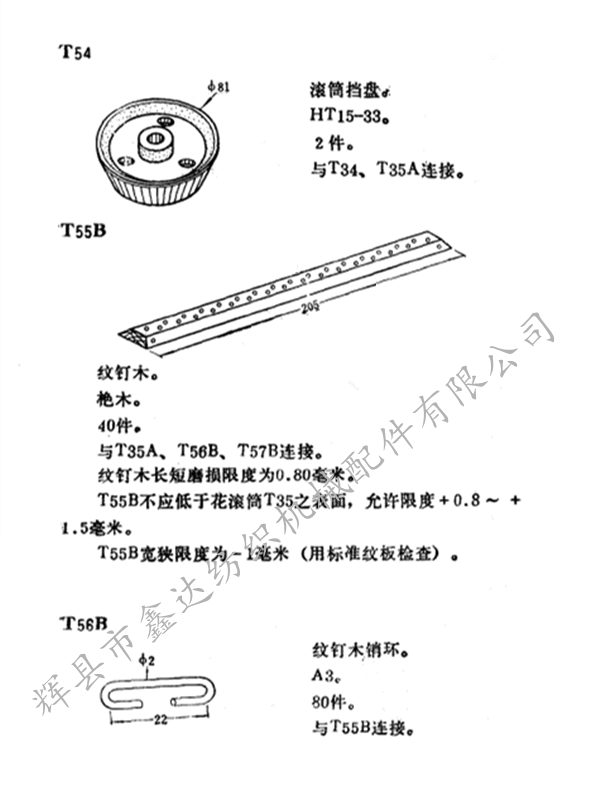 Textile hardware and equipment drawings